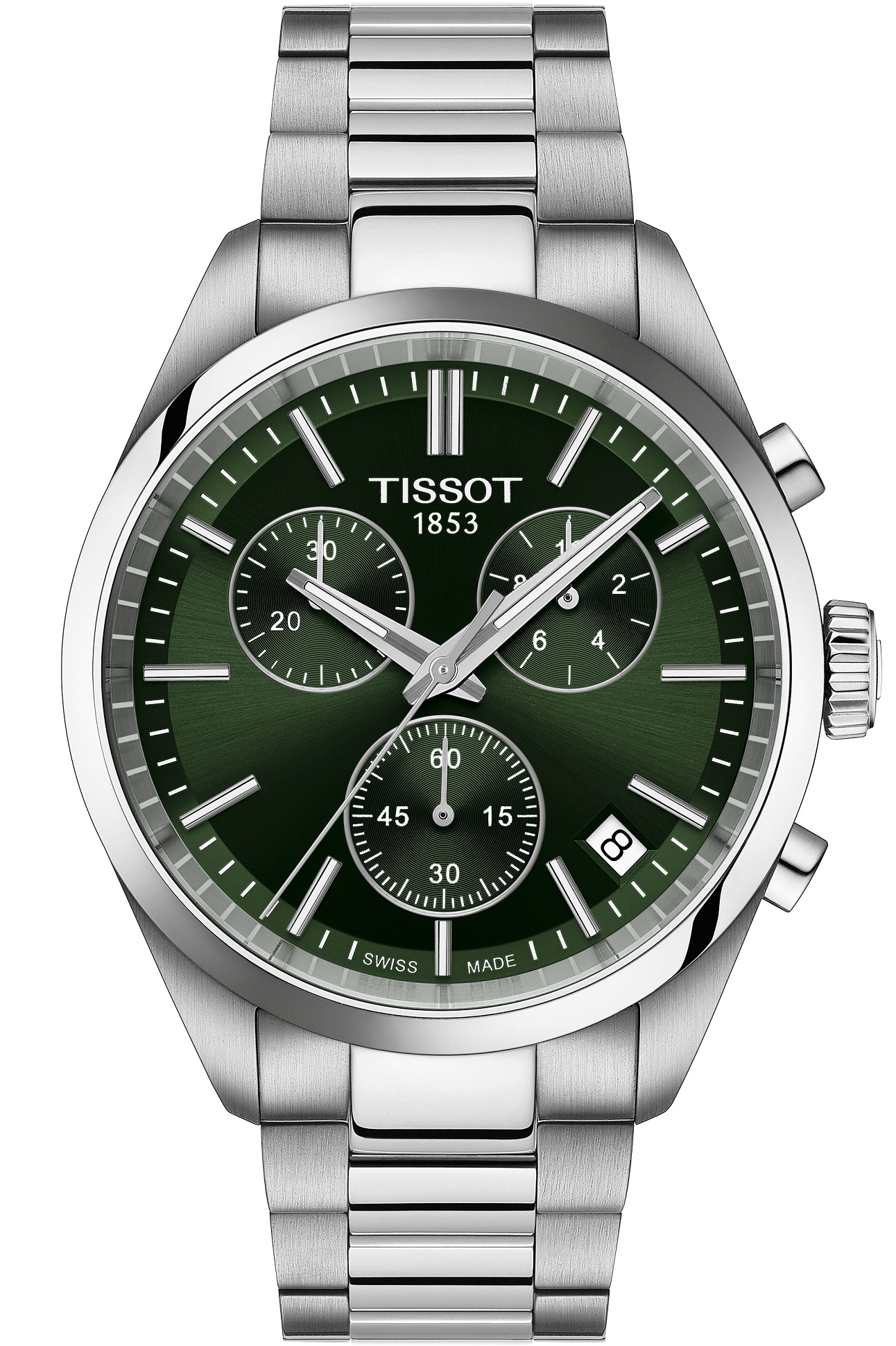 TISSOT PR 100 Chronograph Green Dial 40mm Silver Stainless Steel Bracelet T150.417.11.091.00 - 