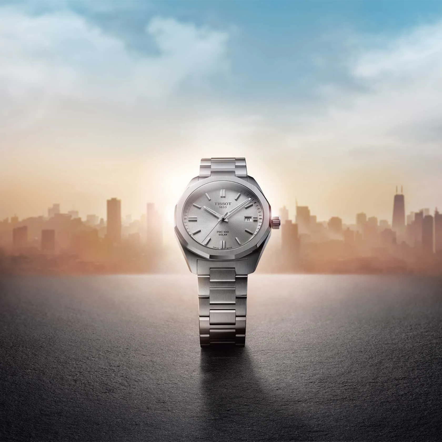 TISSOT PRC 100 Solar Quartz Silver Dial 39mm Silver Stainless Steel Bracelet T151.422.11.031.00 - 7