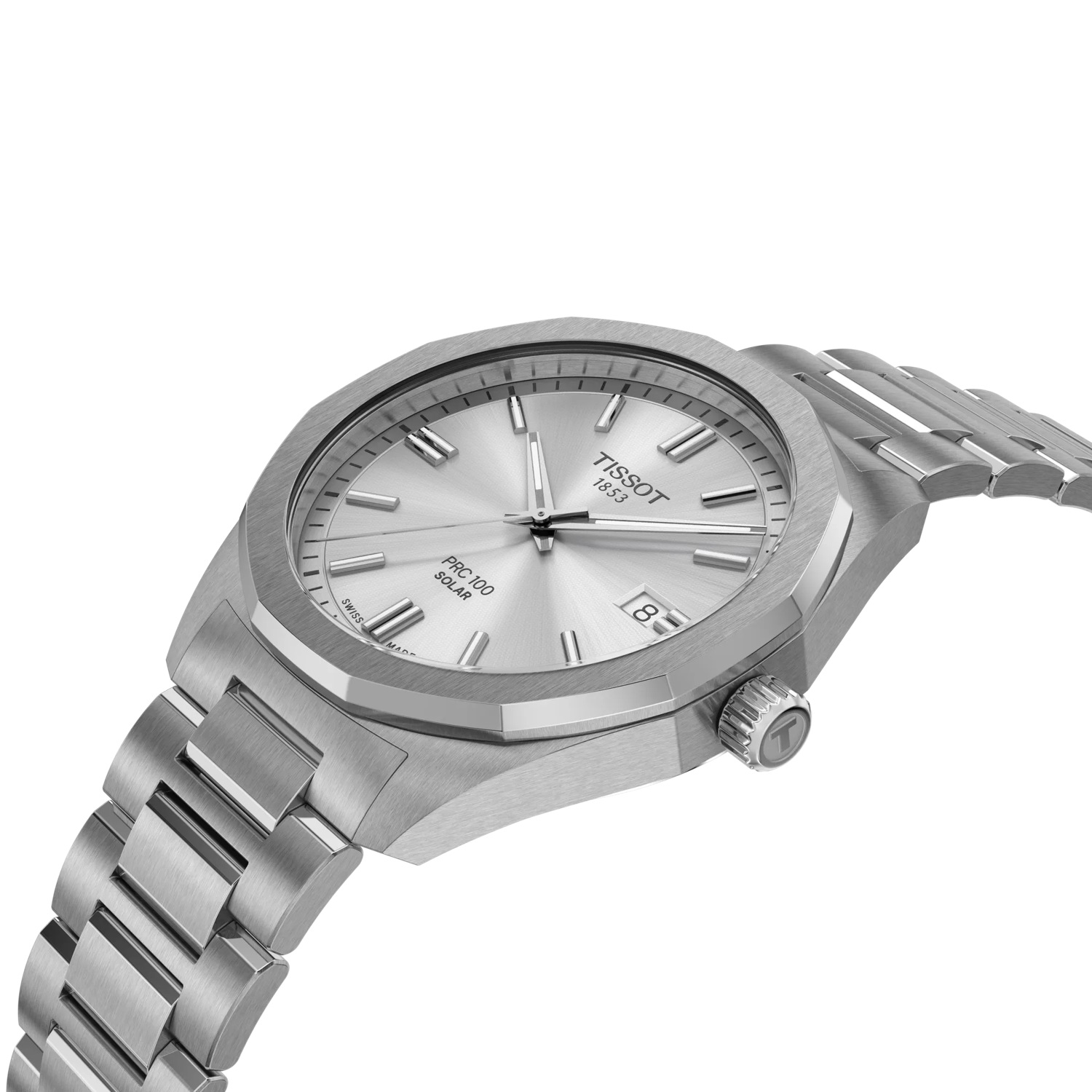 TISSOT PRC 100 Solar Quartz Silver Dial 39mm Silver Stainless Steel Bracelet T151.422.11.031.00 - 5