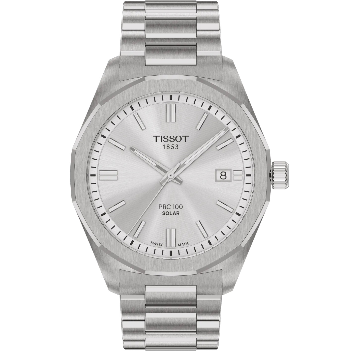 TISSOT PRC 100 Solar Quartz Silver Dial 39mm Silver Stainless Steel Bracelet T151.422.11.031.00 - 