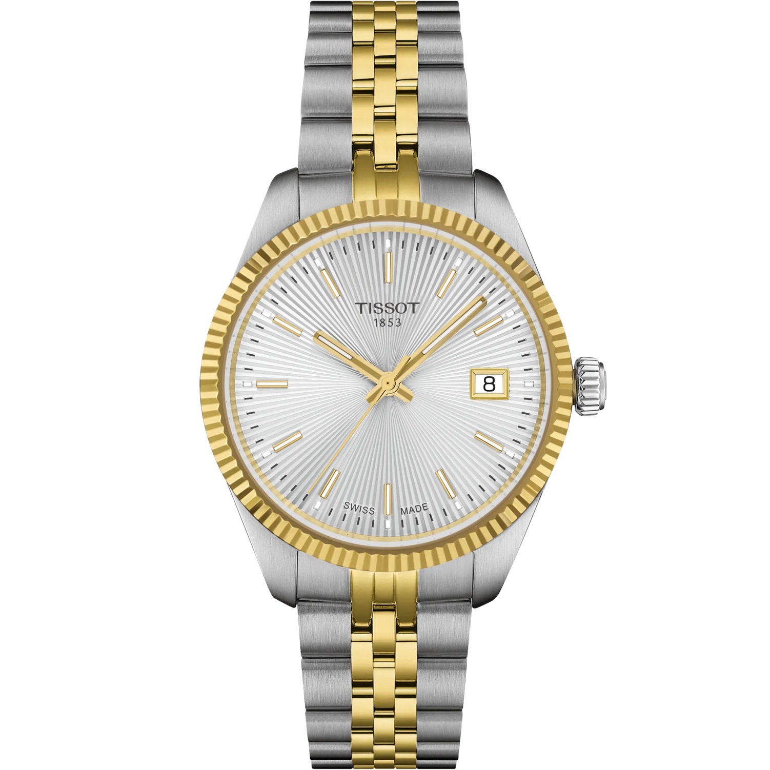 TISSOT Ballade Silver Dial 34mm Two Tone Gold Stainless Steel Bracelet T156.210.22.031.00 - 