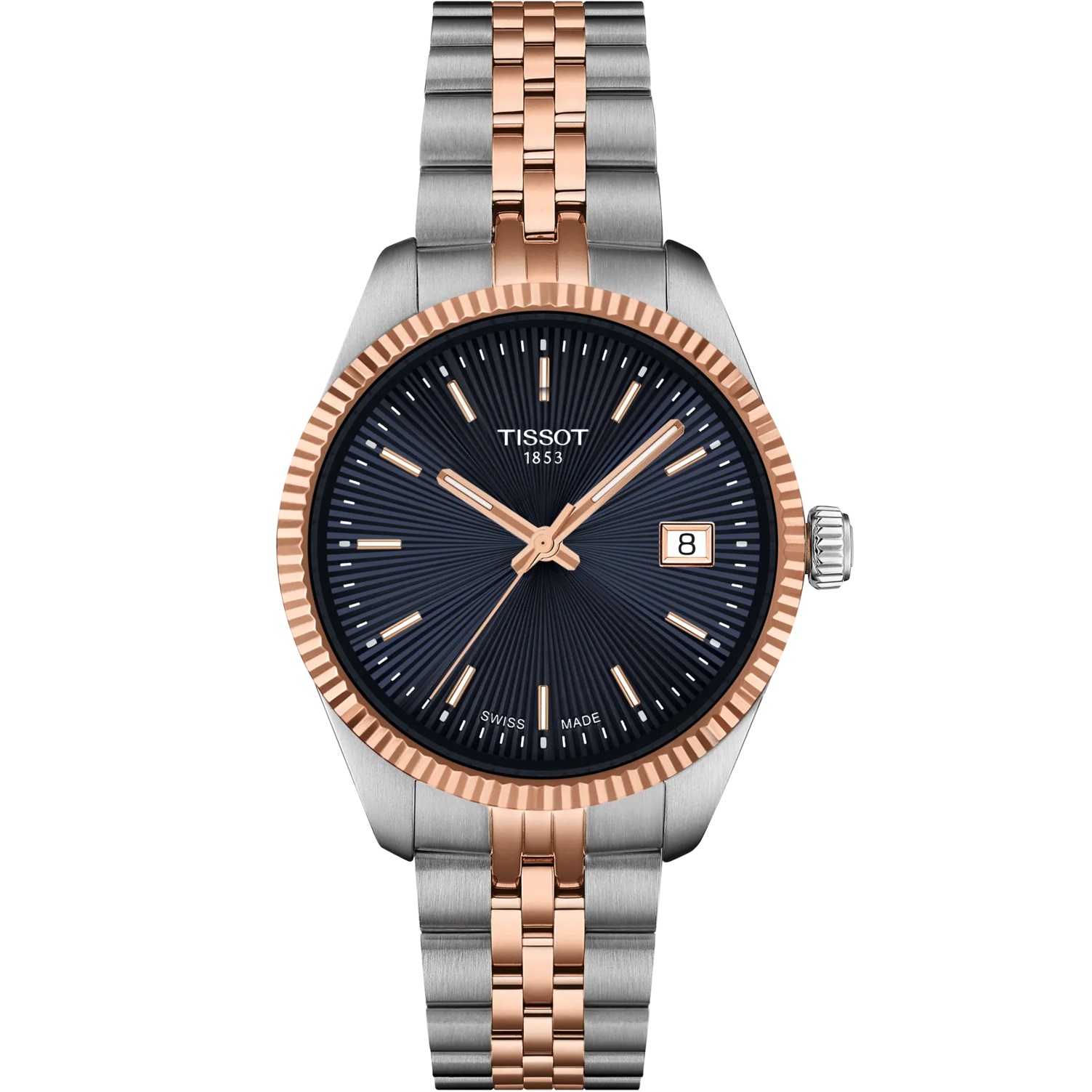 TISSOT Ballade Blue Dial 34mm Two Tone Rose Gold Stainless Steel Bracelet T156.210.22.041.00 - 
