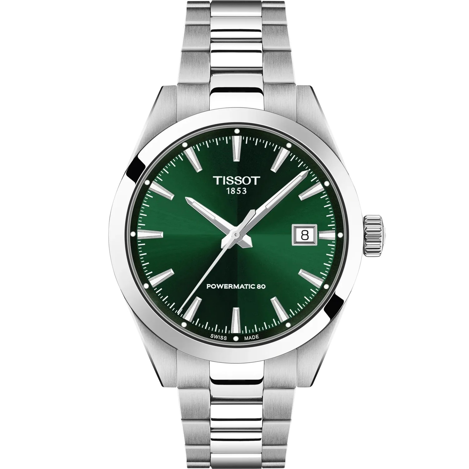 TISSOT Gentleman Powermatic 80 Green Dial 38mm Silver Stainless Steel Bracelet T165.807.11.091.00 - 