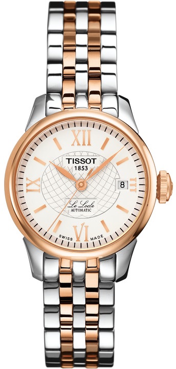 TISSOT Le Locle Automatic Lady's White Dial 25.3mm Two Tone Rose Gold Stainless Steel Bracelet T41.2.183.33  - 