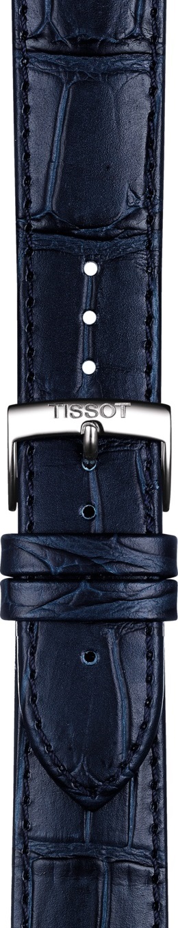 TISSOT Official Carson 20-18mm Blue Leather Strap Silver Hardware T600041534 - 2