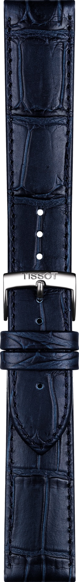 TISSOT Official Carson 20-18mm Blue Leather Strap Silver Hardware T600041534 - 3