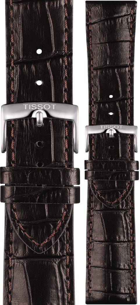 TISSOT Official 22-20mm Brown Leather Strap Silver Hardware T600041655 - 