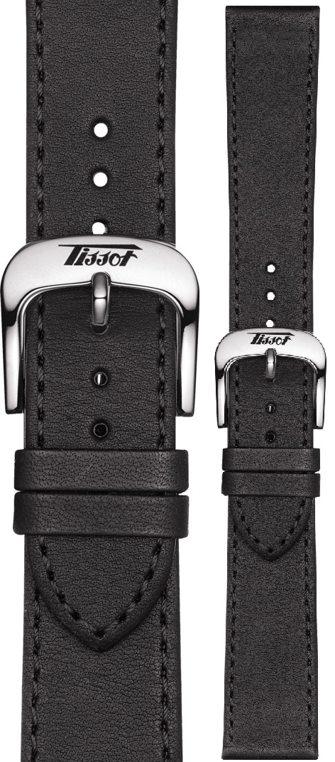 TISSOT Official Visodate 20-18mm Black Leather Strap T600042557 - 