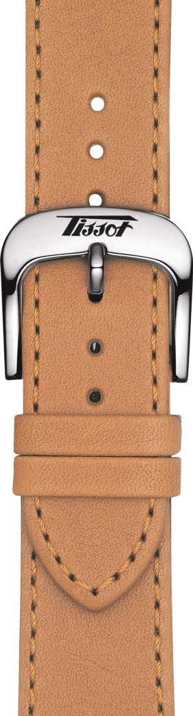 TISSOT Official Visodate 20-18mm Brown Leather Strap with Silver Hardware T600042558 - 