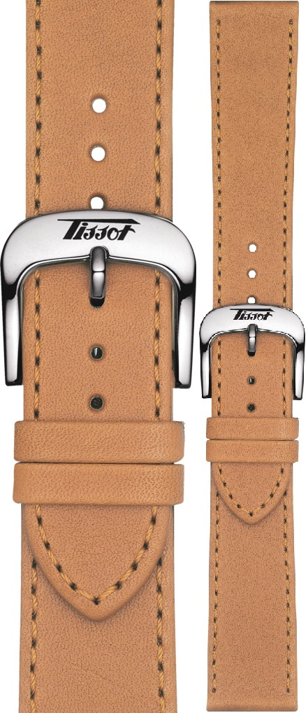 TISSOT Official Visodate 20-18mm Brown Leather Strap with Silver Hardware T600042558 - 