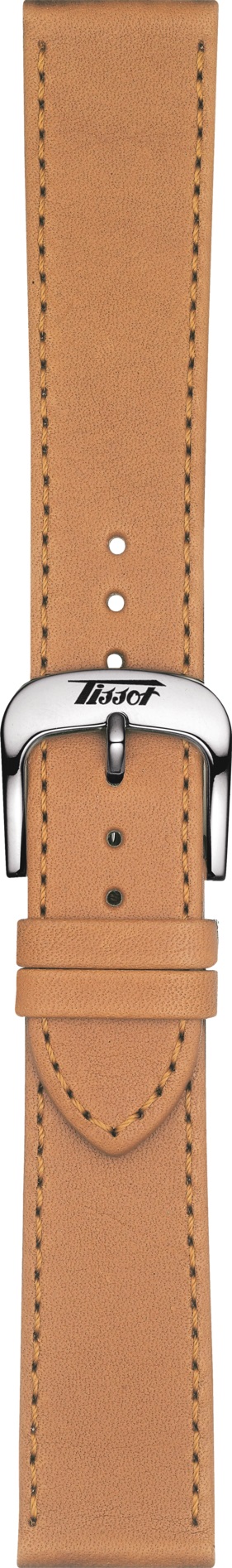 TISSOT Official Visodate 20-18mm Brown Leather Strap with Silver Hardware T600042558 - 3