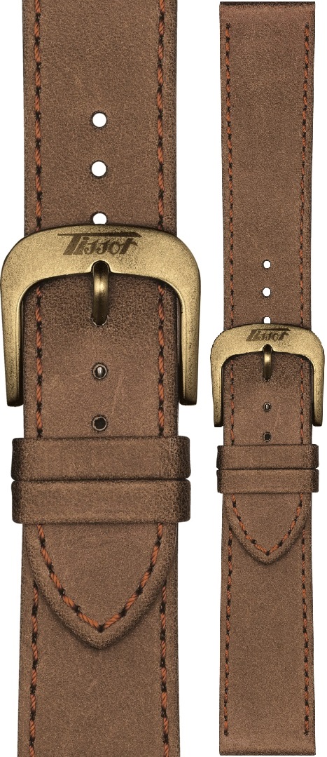 TISSOT Official Visodate 20-18mm Brown Leather Strap T600042559 - 
