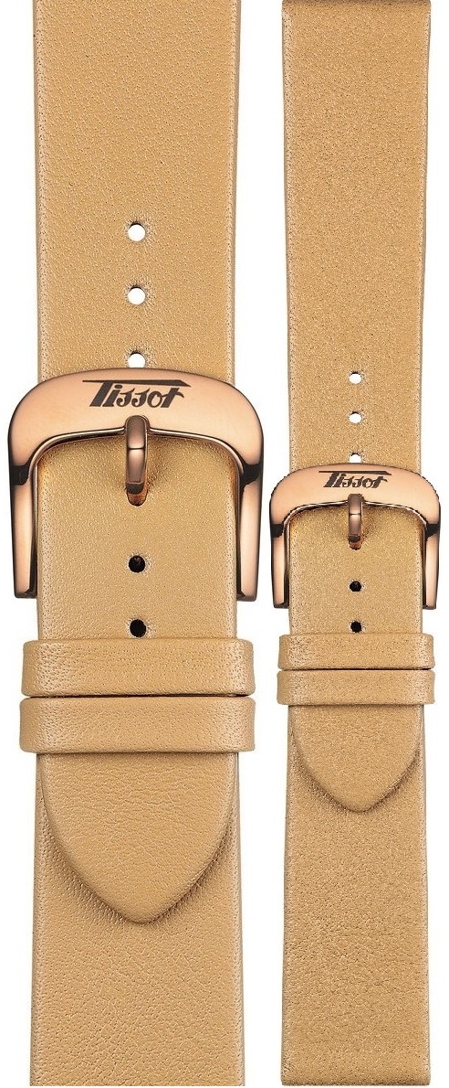TISSOT Official Visodate 20-18mm Champagne Leather Strap with Rose Gold Hardware T600042752 - 1