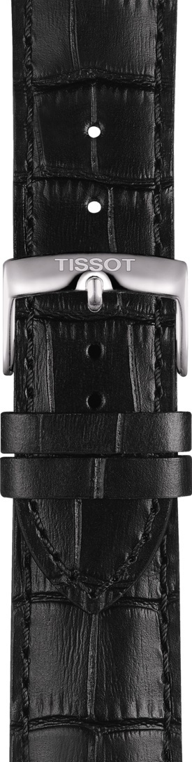 TISSOT Official 20-18mm Black Leather Strap Silver Hardware T600043012 - 2