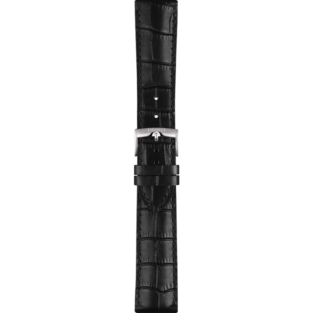 TISSOT Official 20-18mm Black Leather Strap Silver Hardware T600043012 - 3