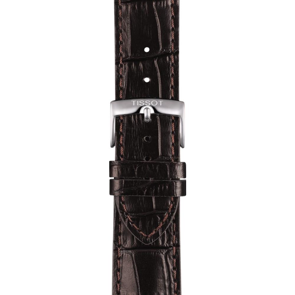 TISSOT Official 20-18mm Brown Leather Strap with Silver Hardware T600043013 - 