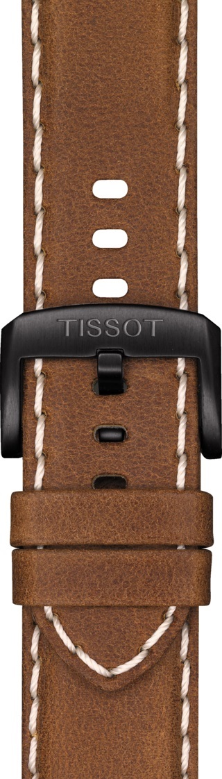 TISSOT Official 22mm Brown Leather Strap Black Hardware T600044978 - 