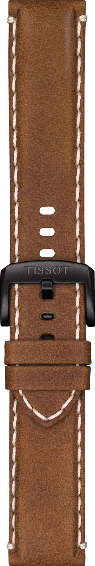 TISSOT Official 22mm Brown Leather Strap Black Hardware T600044978 - 3