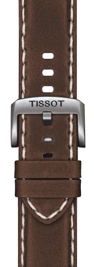 TISSOT Official 22mm Brown Leather Strap Silver Hardware T600044980 - 