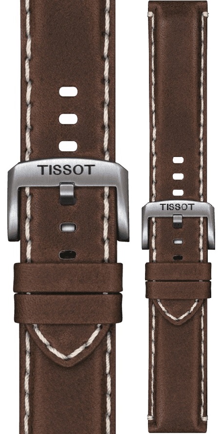 TISSOT Official 22mm Brown Leather Strap Silver Hardware T600044980 - 