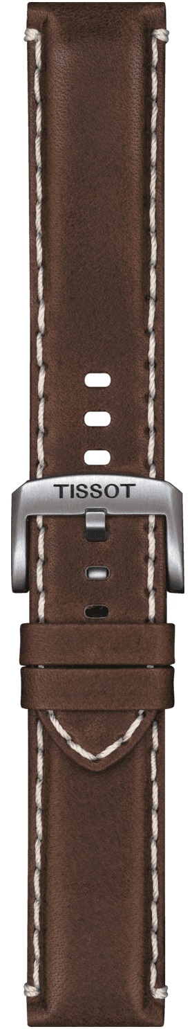 TISSOT Official 22mm Brown Leather Strap Silver Hardware T600044980 - 3