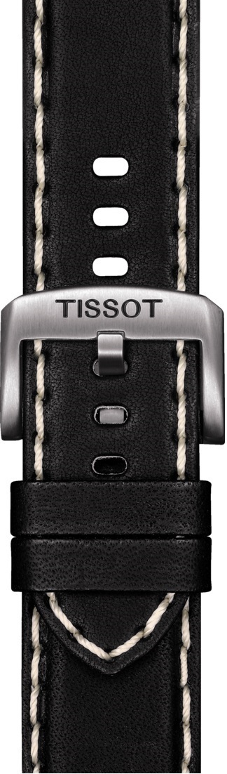 TISSOT Official Strap 22mm Black Leather Silver Hardware T600044982 - 
