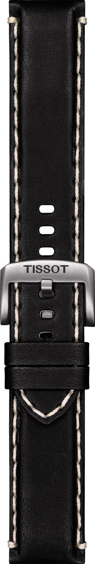TISSOT Official Strap 22mm Black Leather Silver Hardware T600044982 - 3