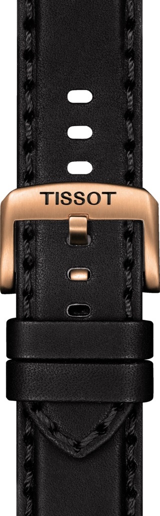 TISSOT Official 22mm Black Leather Strap Rose Gold Hardware T600044986 - 