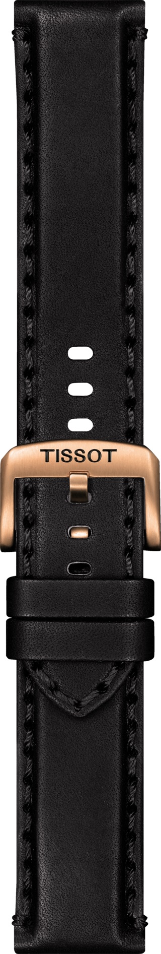 TISSOT Official 22mm Black Leather Strap Rose Gold Hardware T600044986 - 3