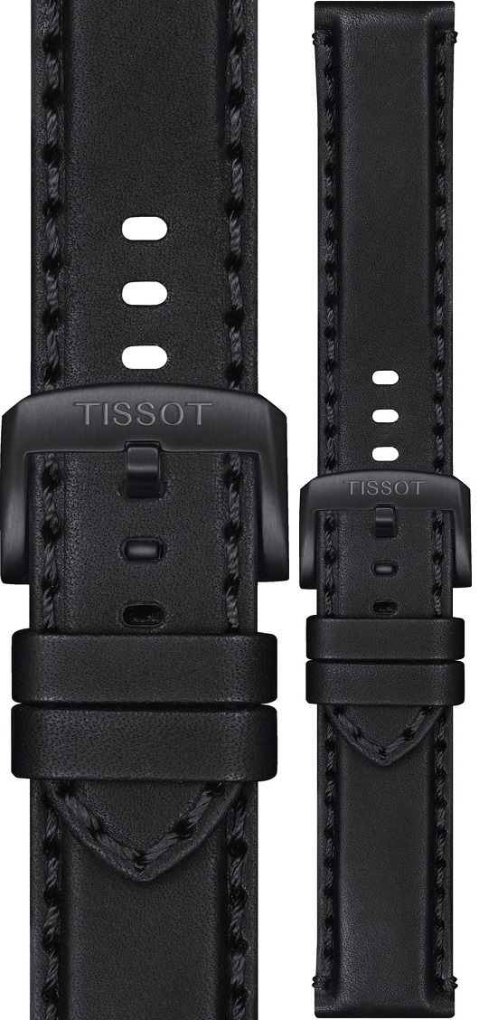 TISSOT Official 22mm Black Leather Strap Black Hardware T600046826 - 1