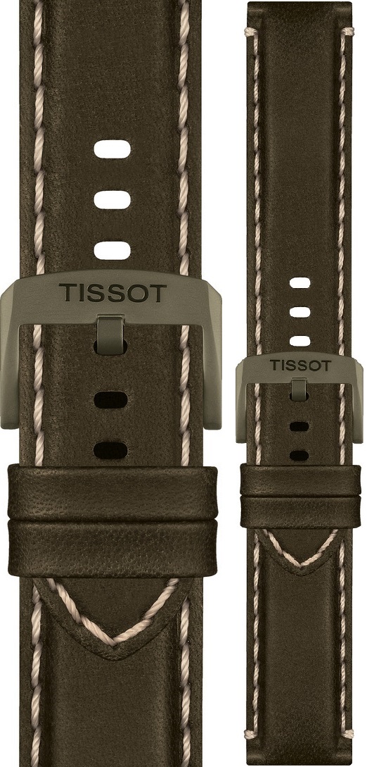 TISSOT Official 22mm Olive Green Leather Strap T600047905 - 