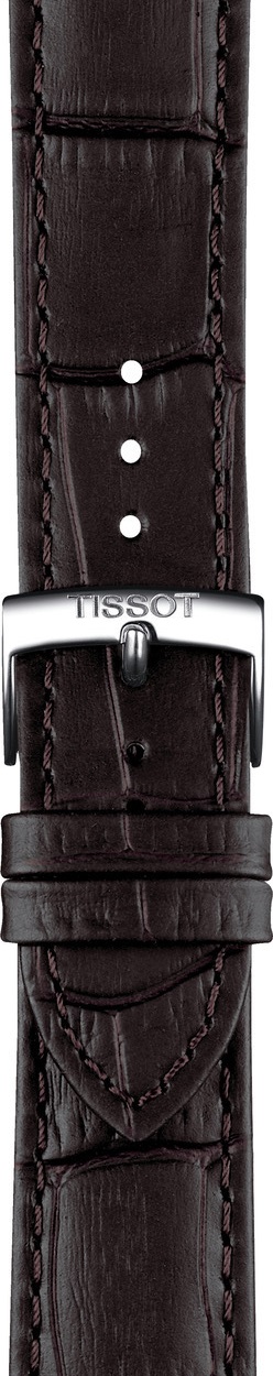 TISSOT Official PR 100 20-18mm Brown Leather Strap with Silver Hardware T600049155 - 