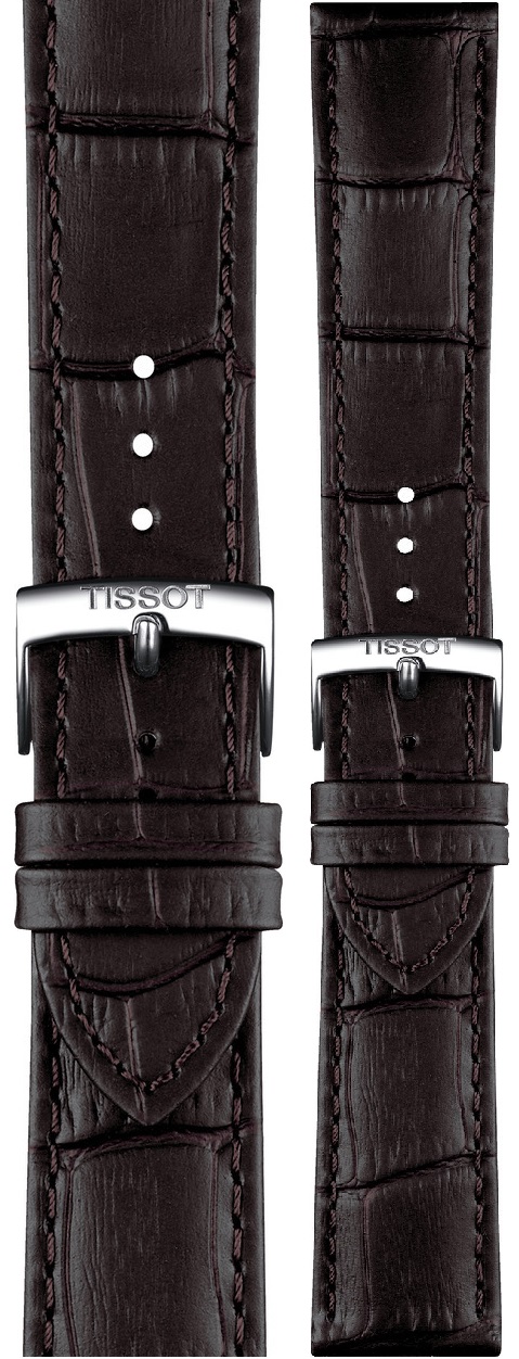 TISSOT Official PR 100 20-18mm Brown Leather Strap with Silver Hardware T600049155 - 