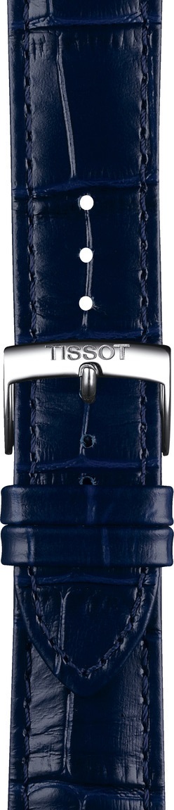TISSOT Official PR 100 20-18mm Blue Leather Strap with Silver Hardware T600049251 - 