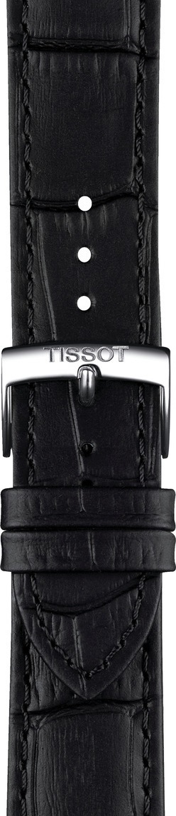 TISSOT Official PR 100 20-18mm Black Leather Strap with Silver Hardware T600049252 - 2