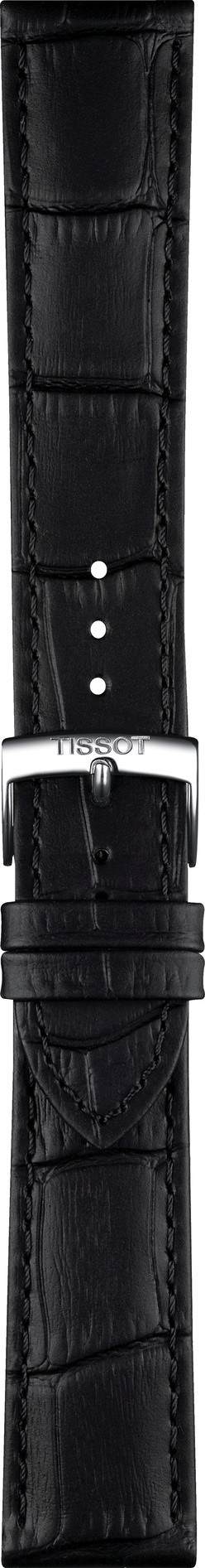 TISSOT Official PR 100 20-18mm Black Leather Strap with Silver Hardware T600049252 - 3