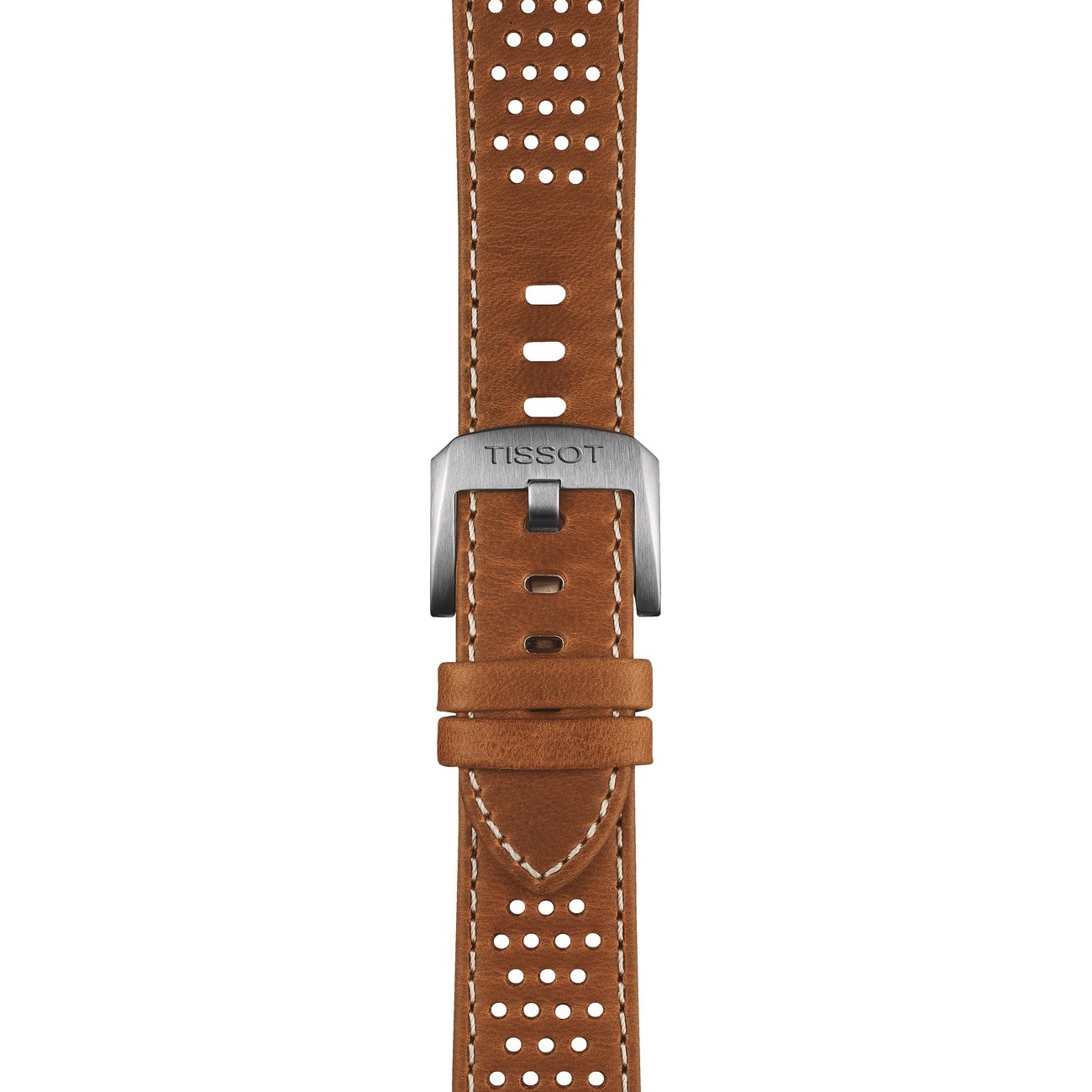 TISSOT Official PR 516 20-18mm Light Brown Leather Strap Silver Hardware T600050049 - 2
