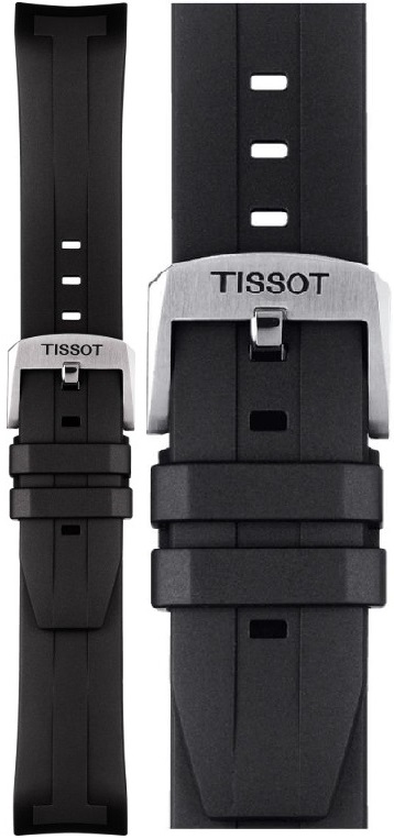 TISSOT Seastar 22mm Black Silicone Strap Silver Hardware T603042599 - 1