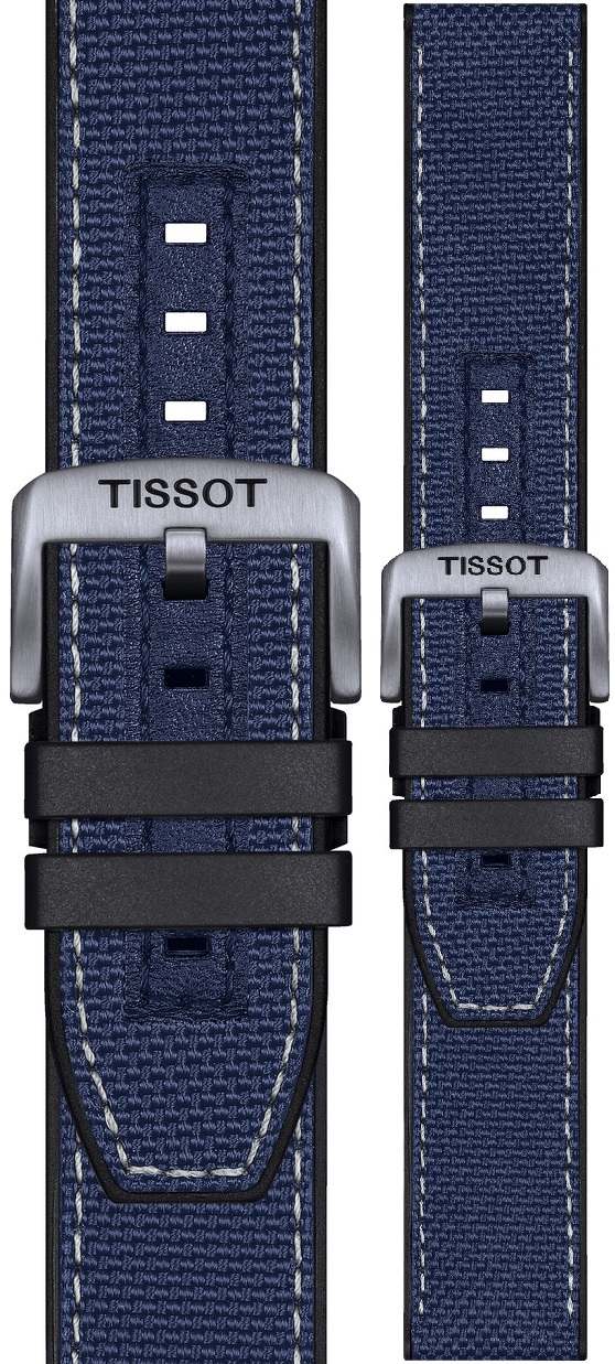 TISSOT Official 22mm Official Blue Textile Strap Silver Hardware T604047161 - 