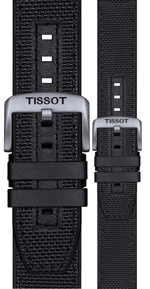 TISSOT Official 22mm Official Black Textile Strap Silver Hardware T604047163 - 