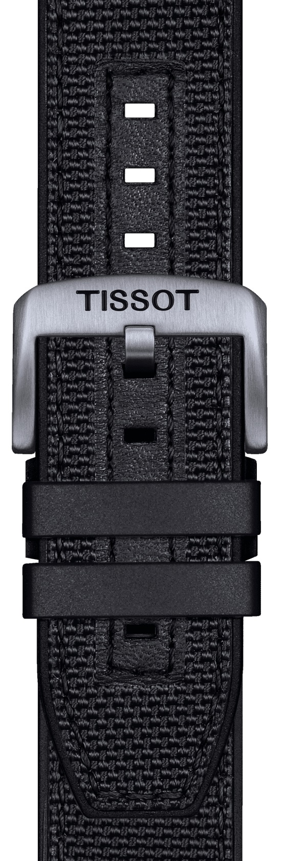 TISSOT Official 22mm Official Black Textile Strap Silver Hardware T604047163 - 