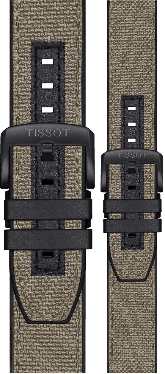 TISSOT Official 22mm Official Beige Textile Strap Black Hardware T604047165 - 