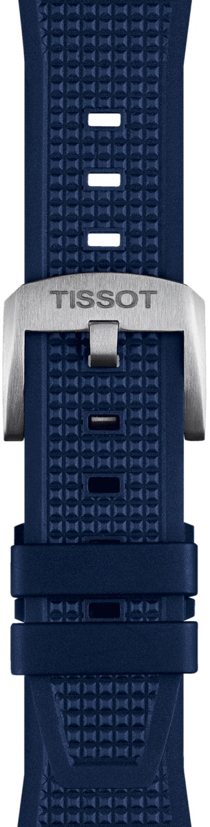 TISSOT Official PRX 40 Blue Rubber Strap Silver Hardware T852049050 - 
