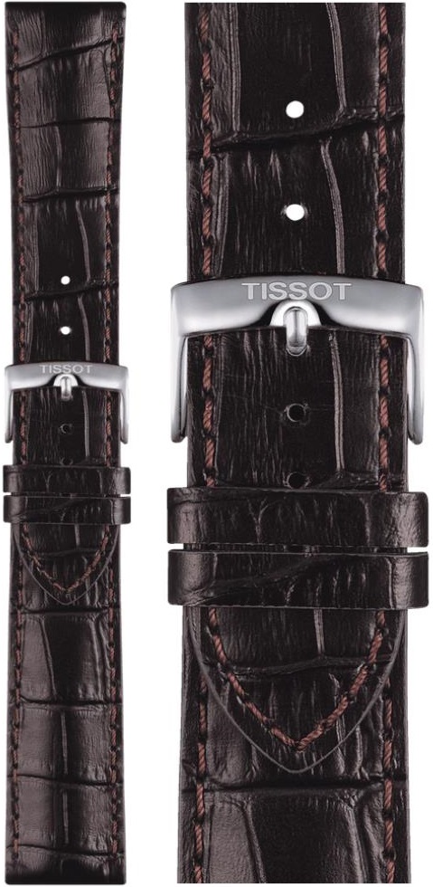 TISSOT Official 22-20mm Brown Leather Strap Silver Buckle T852041655