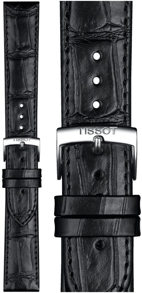 TISSOT Official 20-18mm Black Leather Strap Silver Hardware T852043012