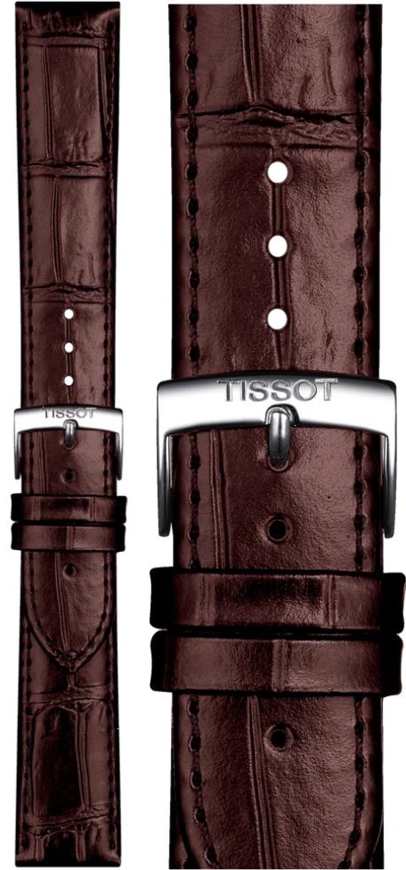 TISSOT Official 20-18mm Brown Leather Strap Silver Hardware T852043013