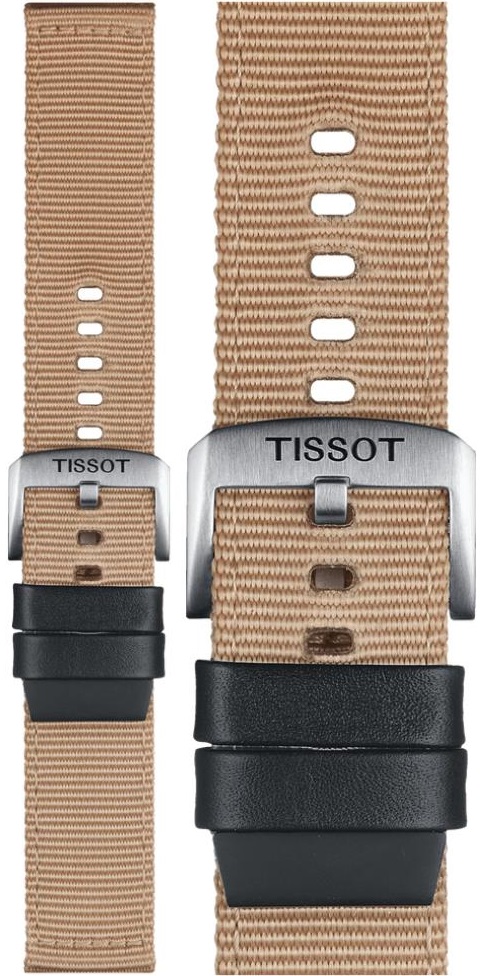 TISSOT Official 22mm Official Beige Textile Strap with Silver Hardware T852046752 - 