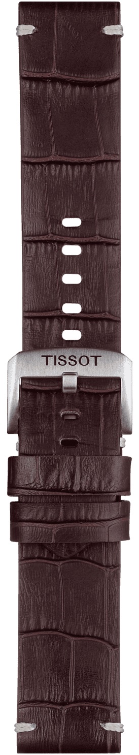 TISSOT Official 22mm Brown Leather Strap Silver Hardware T852046773 - 3