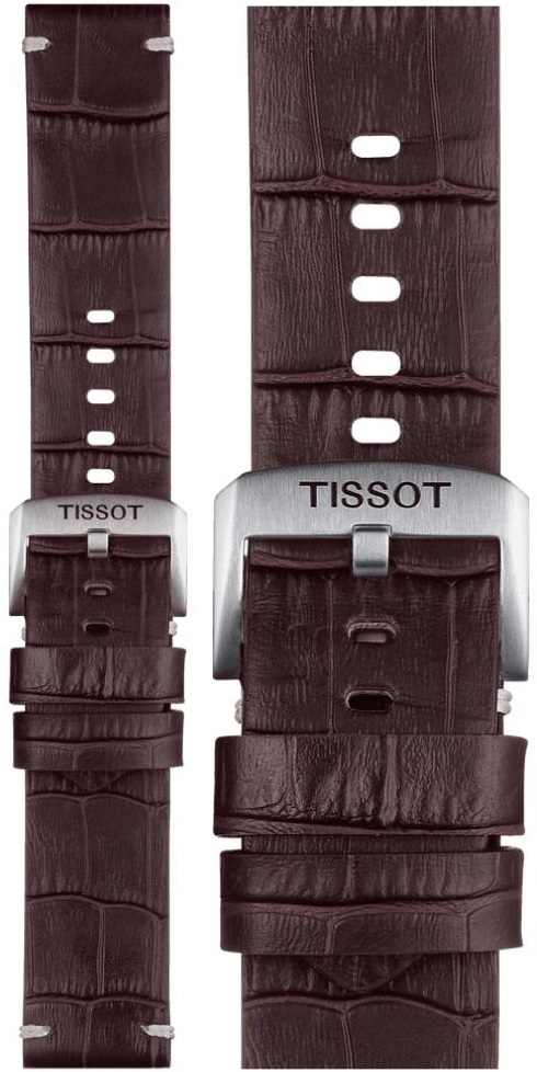 TISSOT Official 22mm Brown Leather Strap Silver Hardware T852046773 - 1