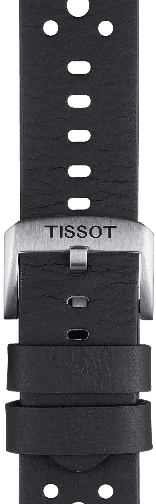 TISSOT Official 22mm Black Leather Strap Silver Hardware T852046810 - 